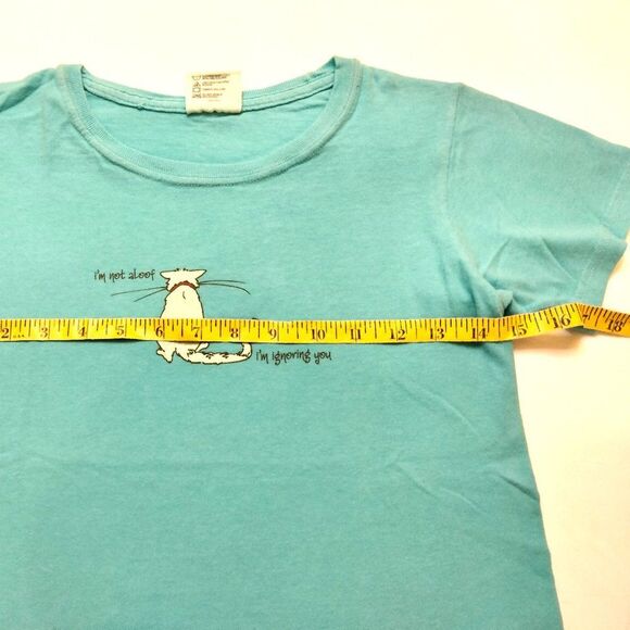 SMALL Ladies Distressed Blue Tee - I'm Not Aloof ... I'm Ignoring You NEW - Picture 7 of 9